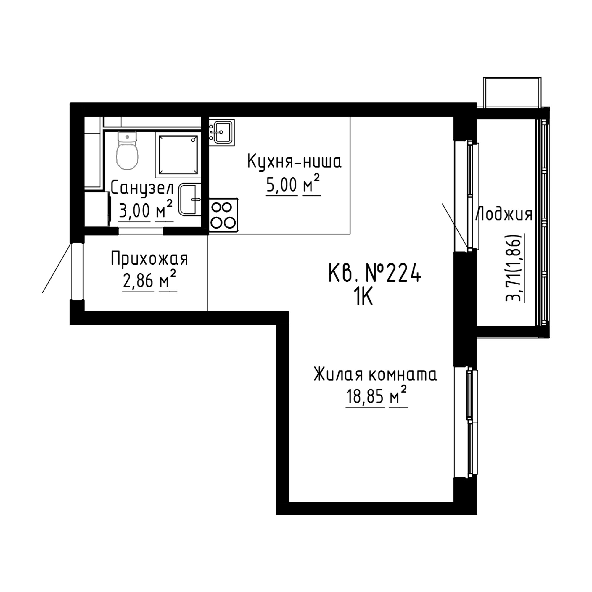 ЖК ДНС Сити (DNS Сити), Студия 31,7 м2, за 5 922 149 ₽, 3 этаж